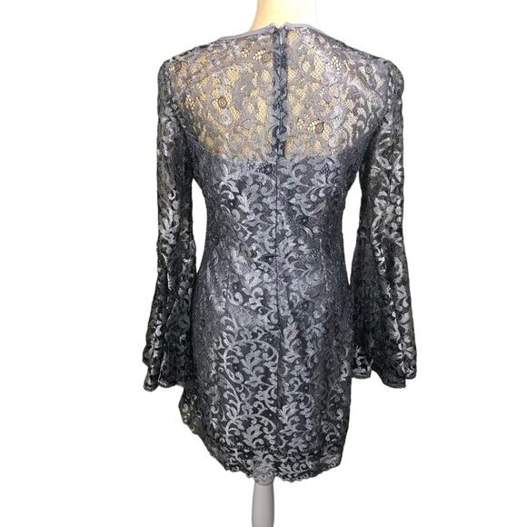 White House Black Market Silver Lace Bell Sleeve Sheath Dress Blogger Size 4 NWT - Picture 10 of 15